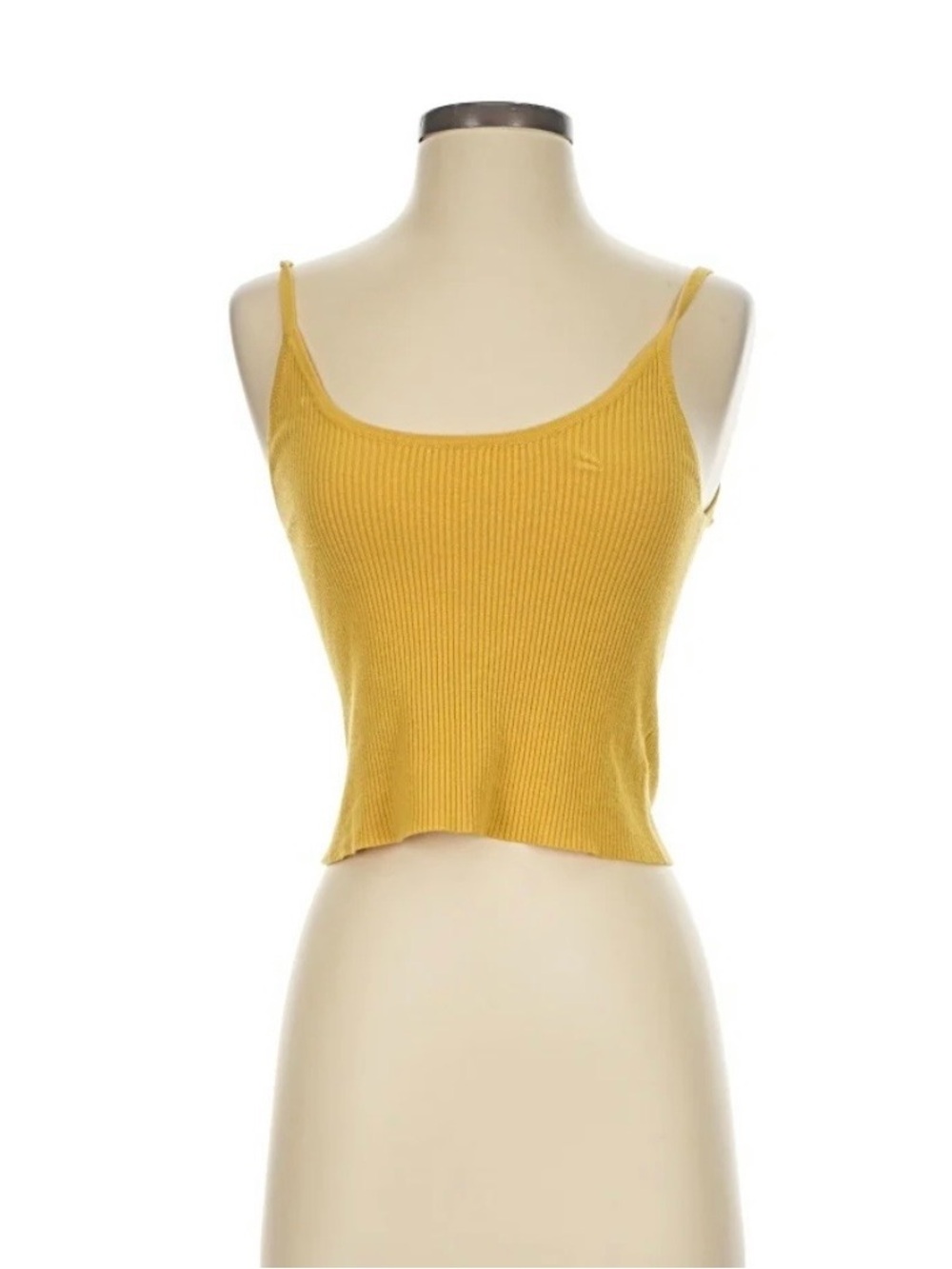 Yellow Brandy Melville Ribbed Spaghetti Strap Crop Top - Women